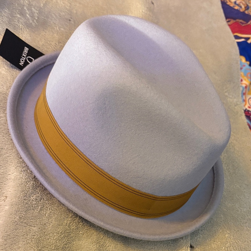 Brixton Light Gray Fedora with Mustard Band